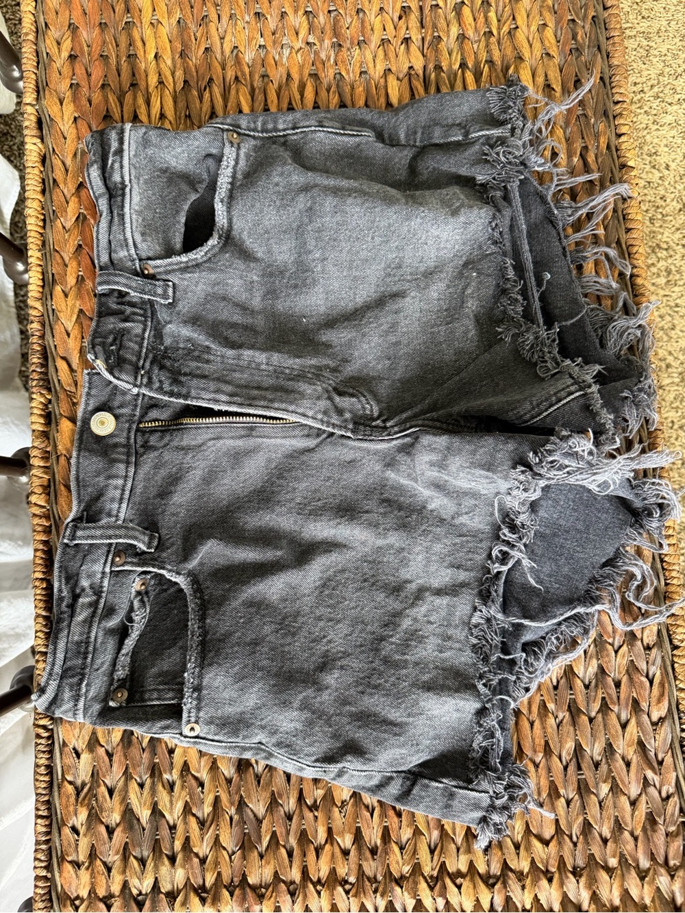 Abercrombie & Fitch Black Frayed Hem Denim Shorts